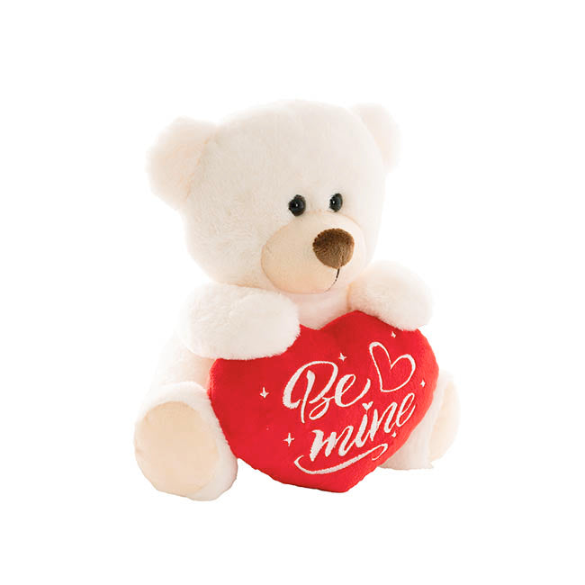 Teddy Bear Chubbs w Be Mine Heart Plush Toy Cream (25cmST)