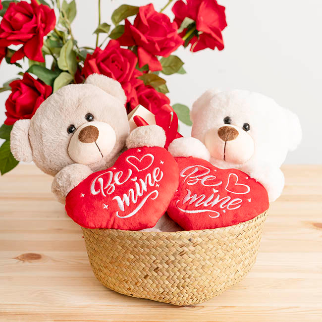 Teddy Bear Chubbs w Be Mine Heart Plush Toy Cream (25cmST)