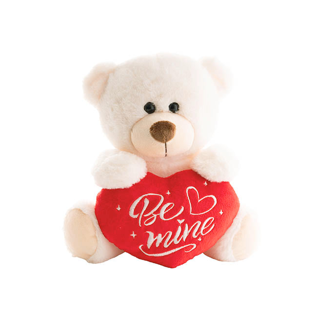 Teddy Bear Chubbs w Be Mine Heart Plush Toy Cream (25cmST)