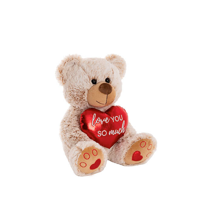 Teddy Bear Oscar w Love You So Much Heart Beige (26cmST)