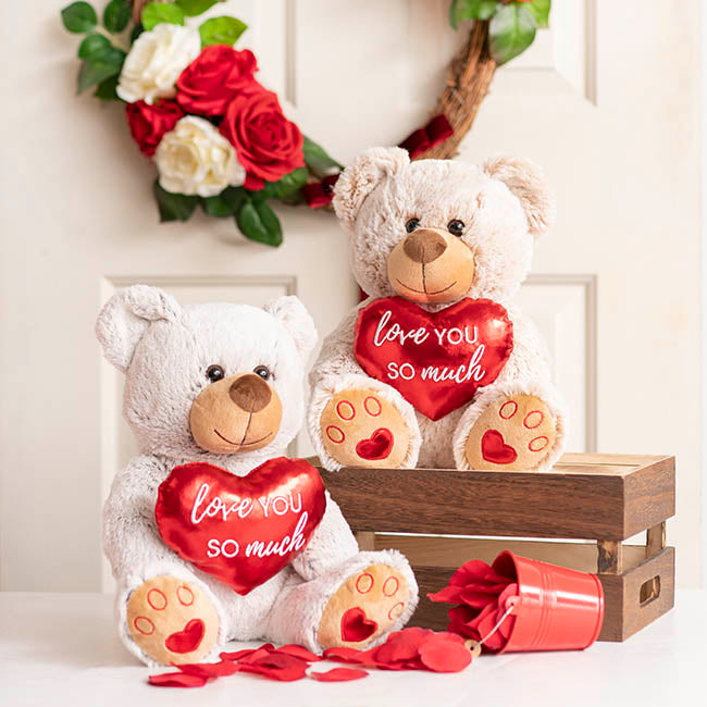 Teddy Bear Oscar w Love You So Much Heart Beige (26cmST)