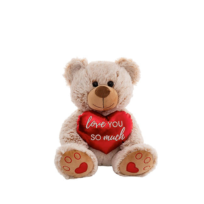 Teddy Bear Oscar w Love You So Much Heart Beige (26cmST)