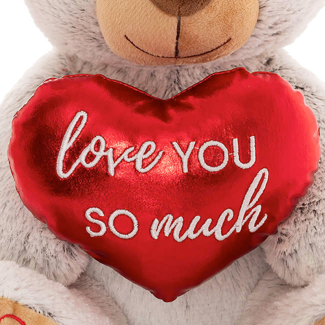 Teddy Bear Oscar Love You So Much Heart Melange Grey(26cmST)