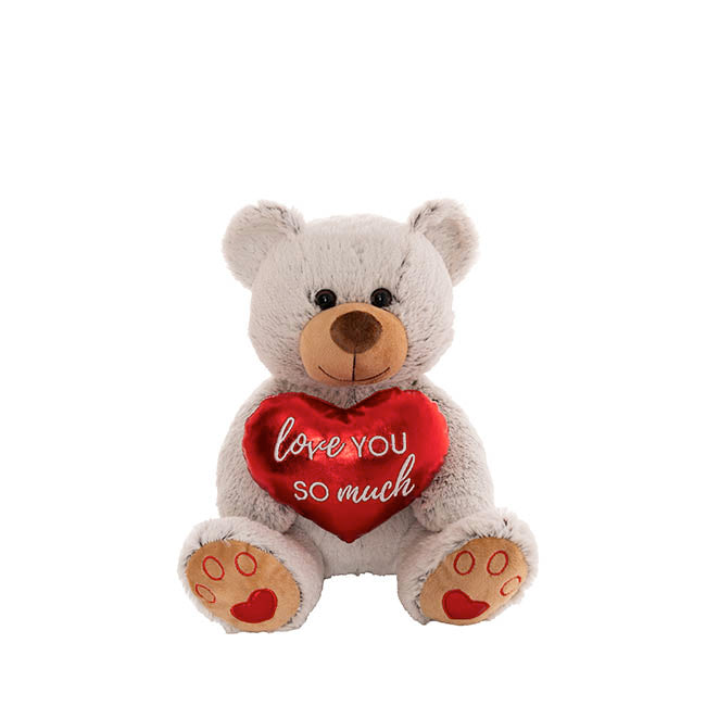 Teddy Bear Oscar Love You So Much Heart Melange Grey(26cmST)