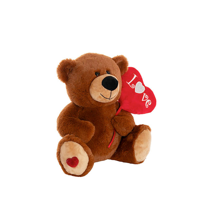 Teddy Bear Bruno w Love Heart Balloon Chocolate (27cmST)