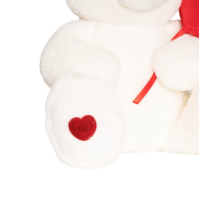 Teddy Bear Bruno w Love Heart Balloon Plush White (27cmST)