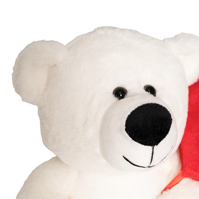 Teddy Bear Bruno w Love Heart Balloon Plush White (27cmST)