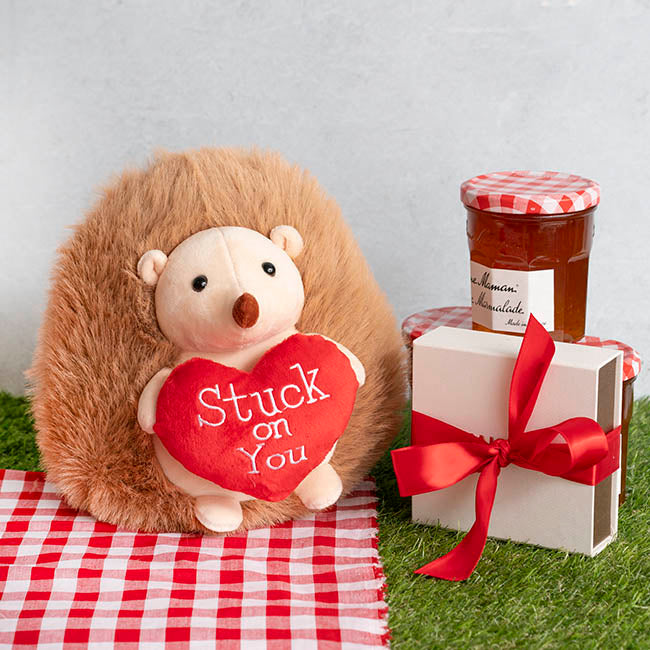 Hedgehog Doug w Stuck on You Heart Plush Toy Brown (23cmST)