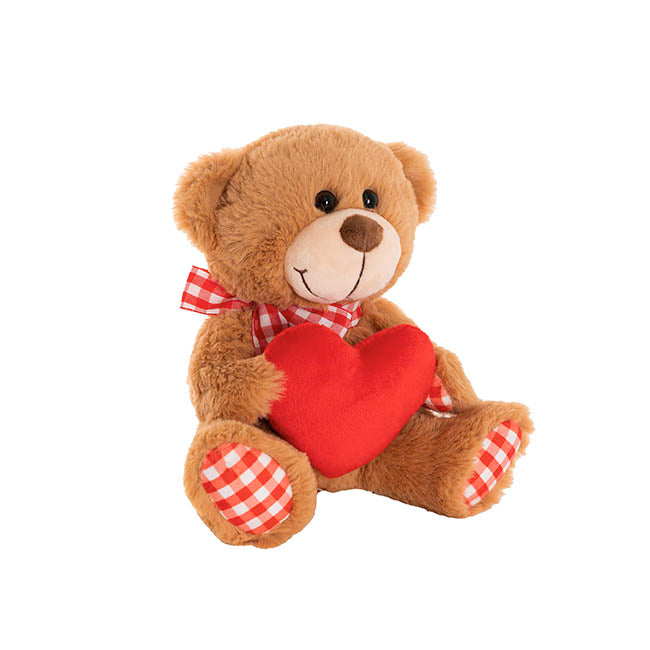 Teddy Bear Derrick w Heart Plush Toy Brown (21cmST)