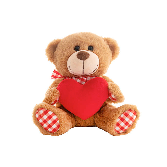 Teddy Bear Derrick w Heart Plush Toy Brown (21cmST)