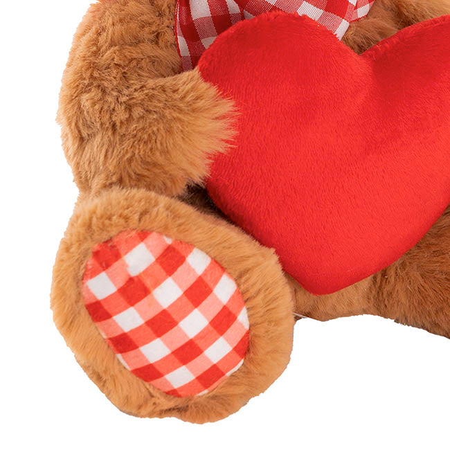 Teddy Bear Derrick w Heart Plush Toy Brown (21cmST)