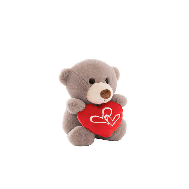 Teddy Bear Nelson w Love Heart Plush Toy Brown (14cmST)