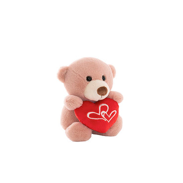 Teddy Bear Nelson w Love Heart Plush Toy Dusty Pink (14cmST)