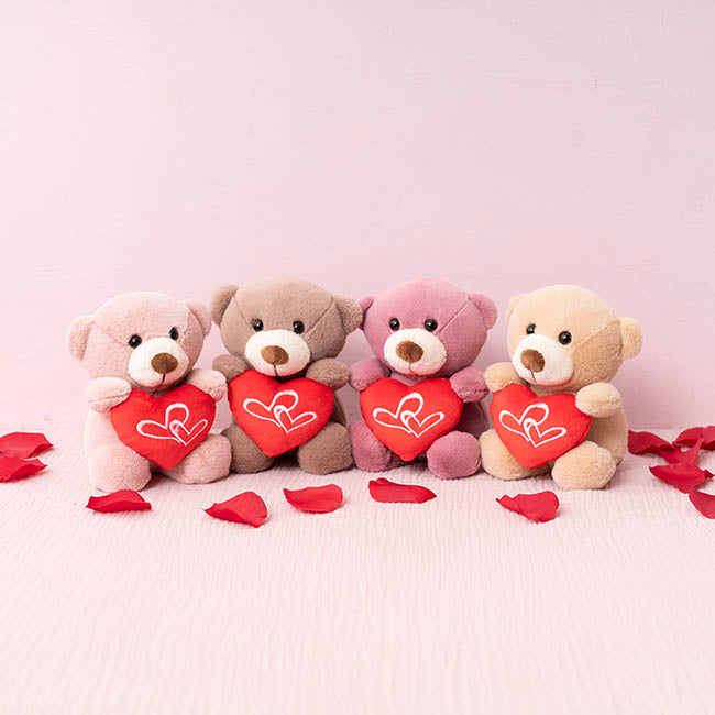 Teddy Bear Nelson w Love Heart Plush Toy Dusty Pink (14cmST)