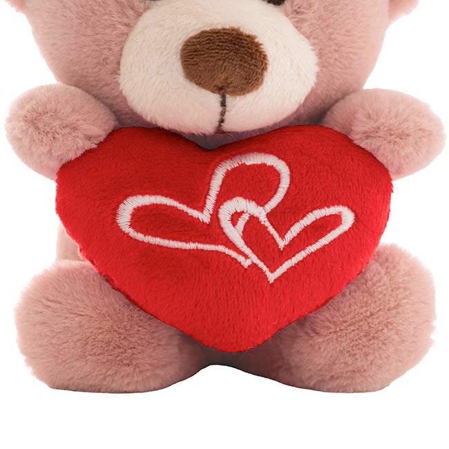 Teddy Bear Nelson w Love Heart Plush Toy Dusty Pink (14cmST)