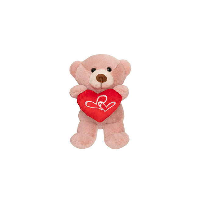 Teddy Bear Nelson w Love Heart Plush Toy Dusty Pink (14cmST)