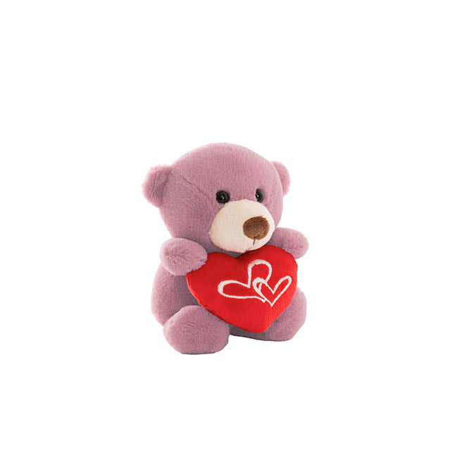 Teddy Bear Nelson w Love Heart Plush Toy Dusty Mauve(14cmST)