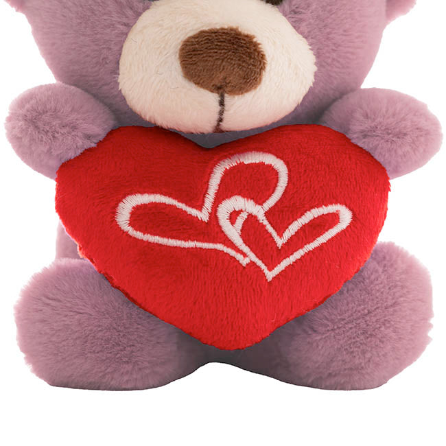 Teddy Bear Nelson w Love Heart Plush Toy Dusty Mauve(14cmST)