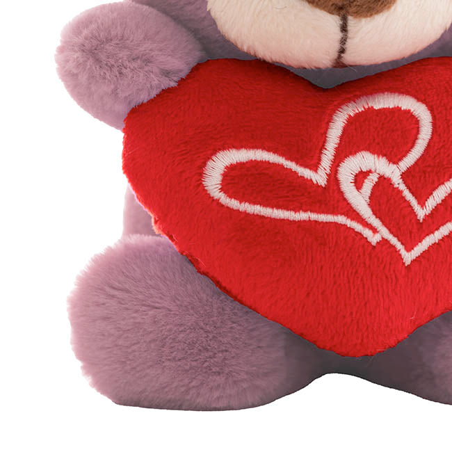 Teddy Bear Nelson w Love Heart Plush Toy Dusty Mauve(14cmST)