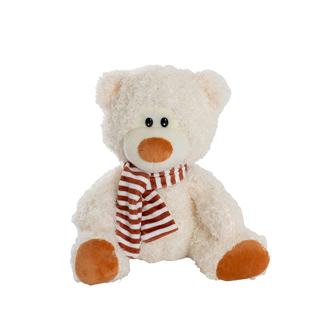 Grizzly Bear Miles Plush Soft Toy w Scarf White (25cmST)