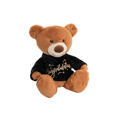 Teddy Bear Caleb w Congratulations T-Shirt Black (21cmST)