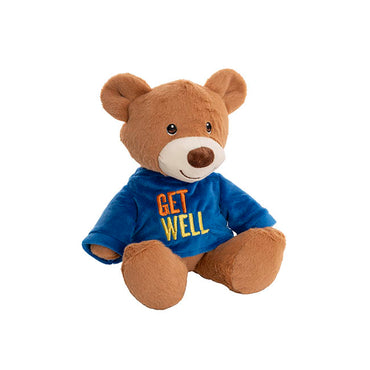 Teddy Bear Caleb w Get Well T-Shirt Blue (21cmST)