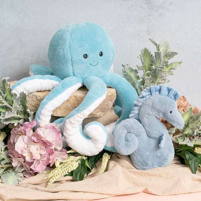 Octopus Sally Plush Soft Toy Soft Turquoise Blue (21cmST)