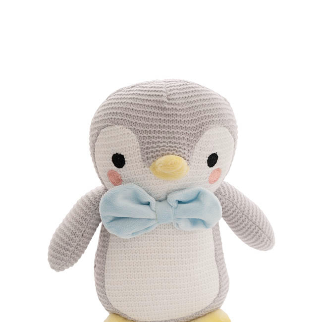 Penguin Peng Knitted Plush Soft Toy Grey (21cmHT)