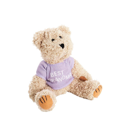 Teddy Bear Message Best Grandma Purple T Shirt (20cmH)