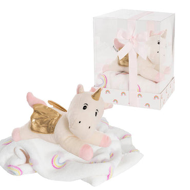 Unicorn Pebbles & Blanket Gift Pack Baby Pink (20x18x26cm)