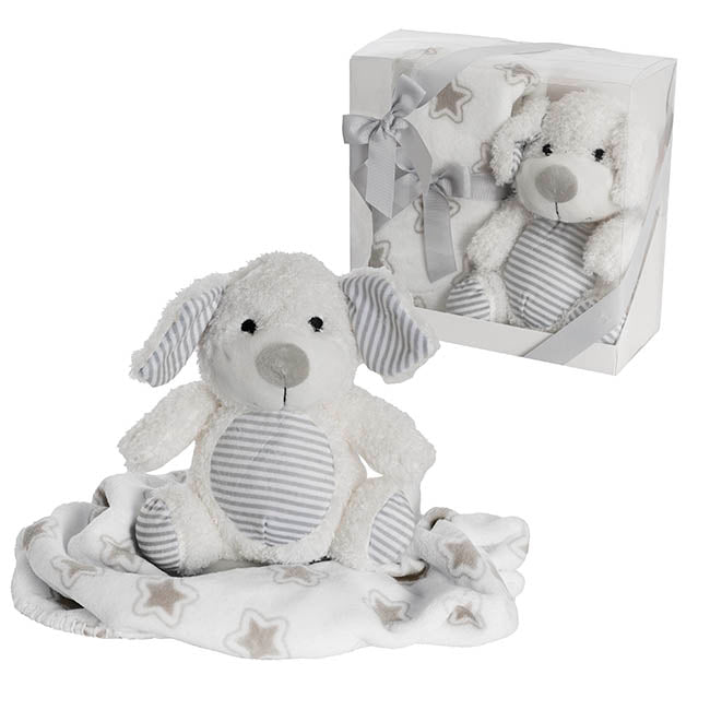 Cosmo Puppy & Blanket Gift Pack White (25x12x25cm)