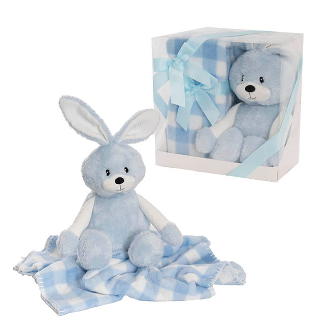 Bunny Flops & Blanket Gift Pack Baby Blue (25x12x25cm)