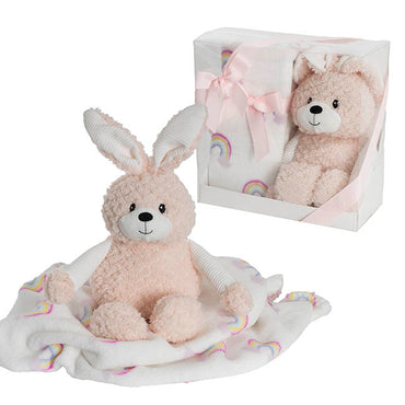 Bunny Flops & Blanket Gift Pack Peach (25x12x25cm)