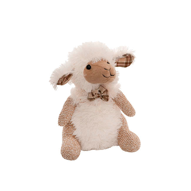 Spencer the Lamb w Bow Tie Plush Soft Toy Brown (22cmST)